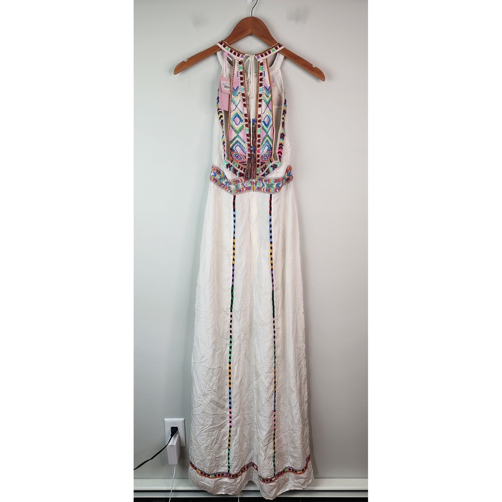 Calypso St. Barth Gloriosa Dress Women's XS White Embroidered Silk Maxi